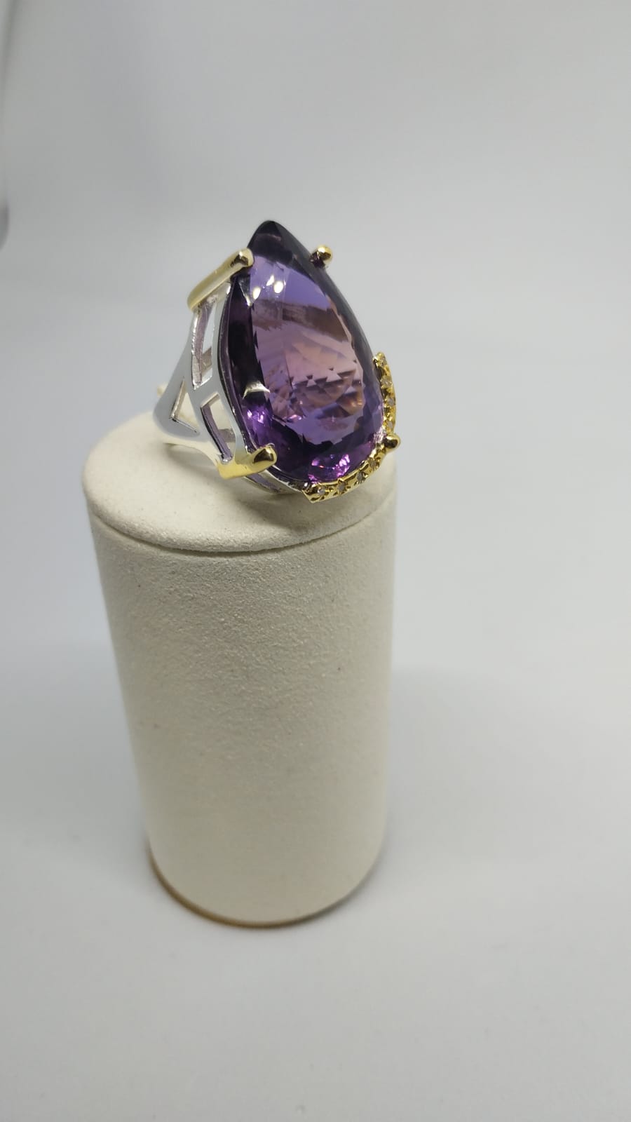 Goccia di Ametista - 45 ct Diamanti Argento 925 | Pezzo Unico