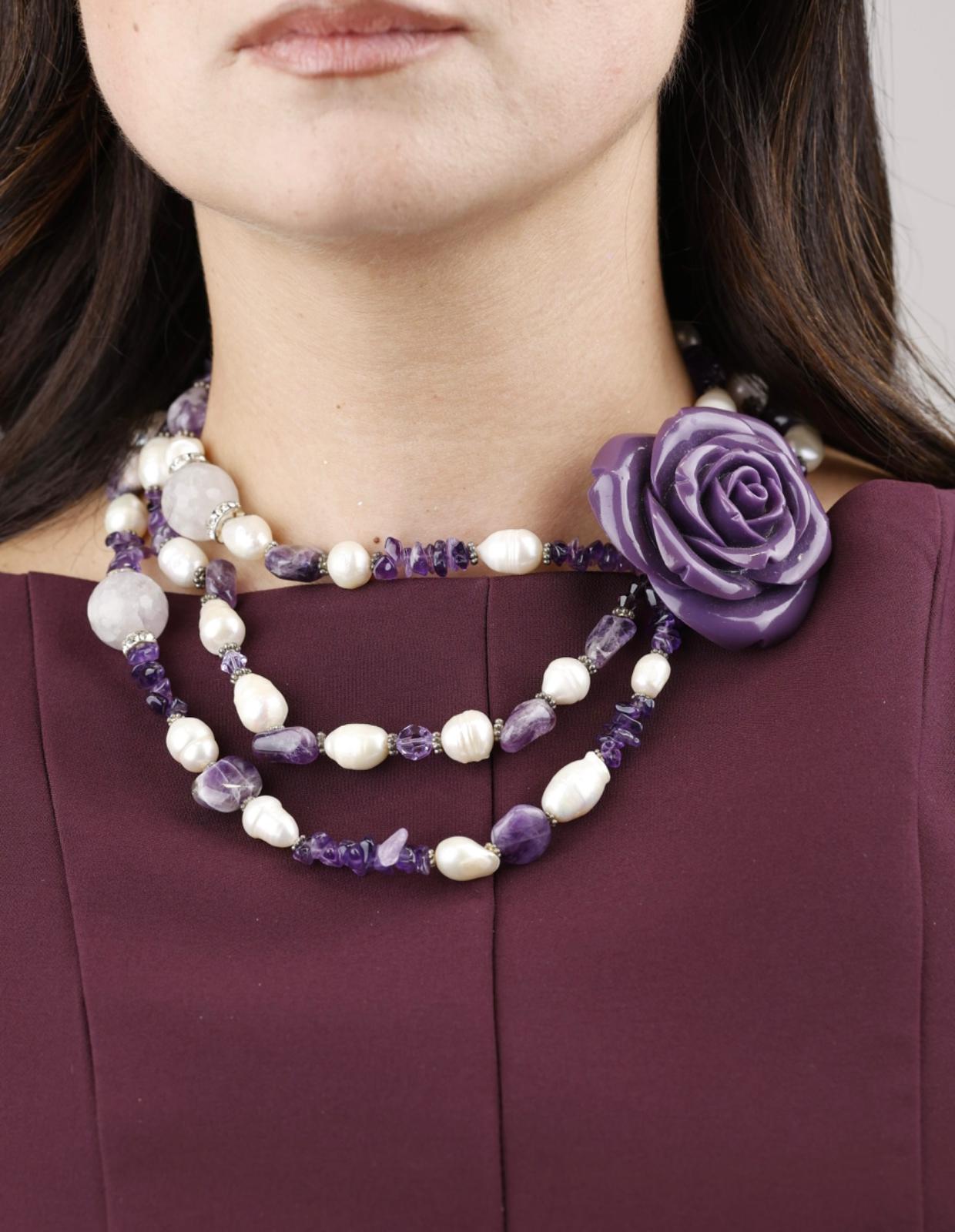 ✨ Girocollo “Rosa d’Ametista”. Pezzo unico. Firmata Lory💎