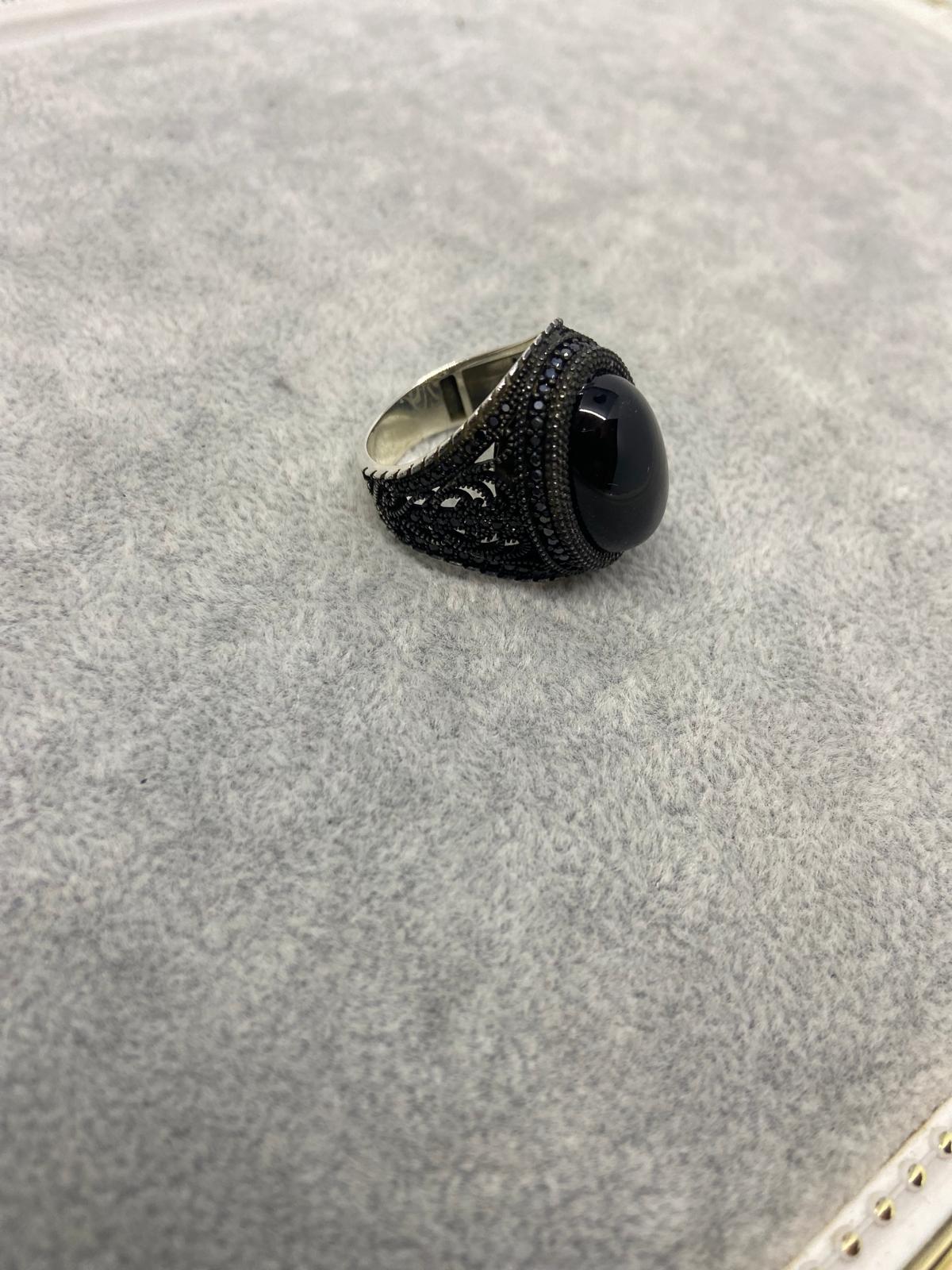 Anello Forza Nera Onice Zirconi