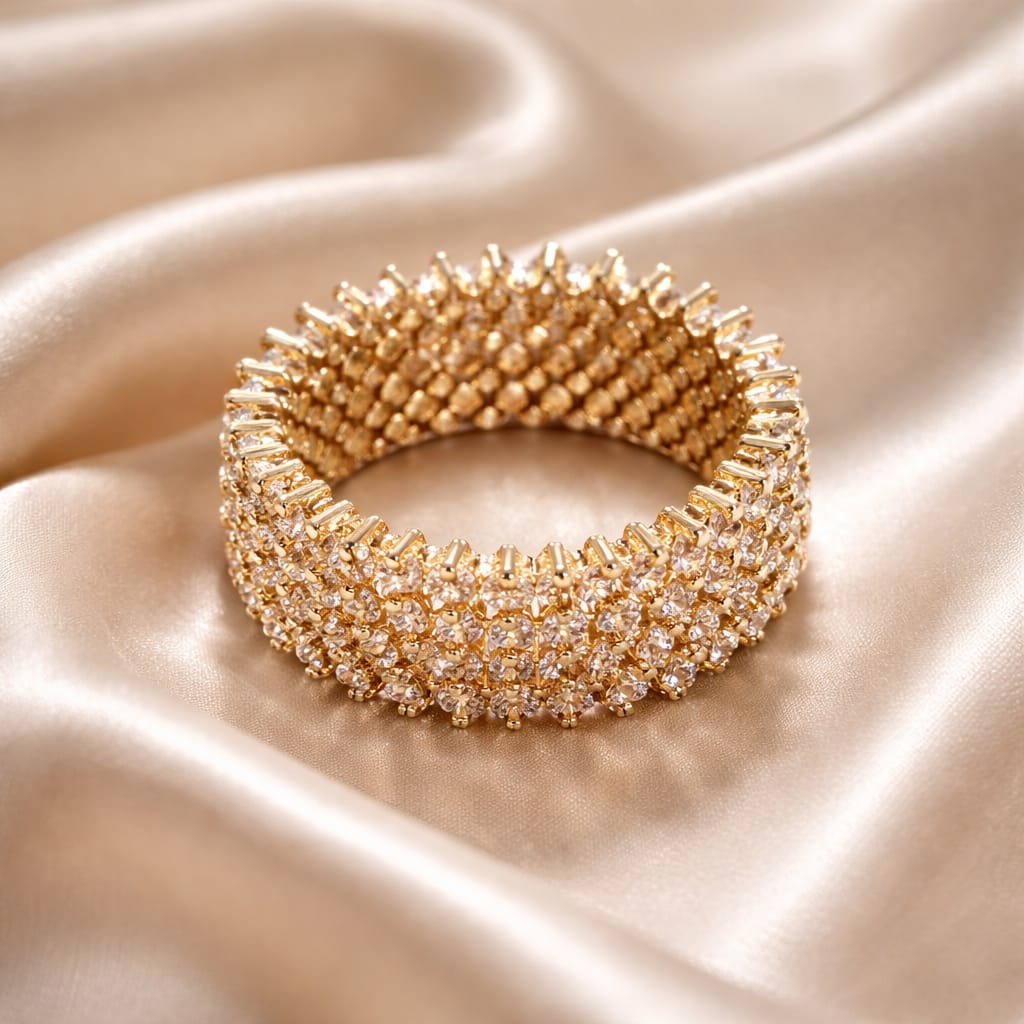 Anello Fascia Larga Pavé di Zirconi