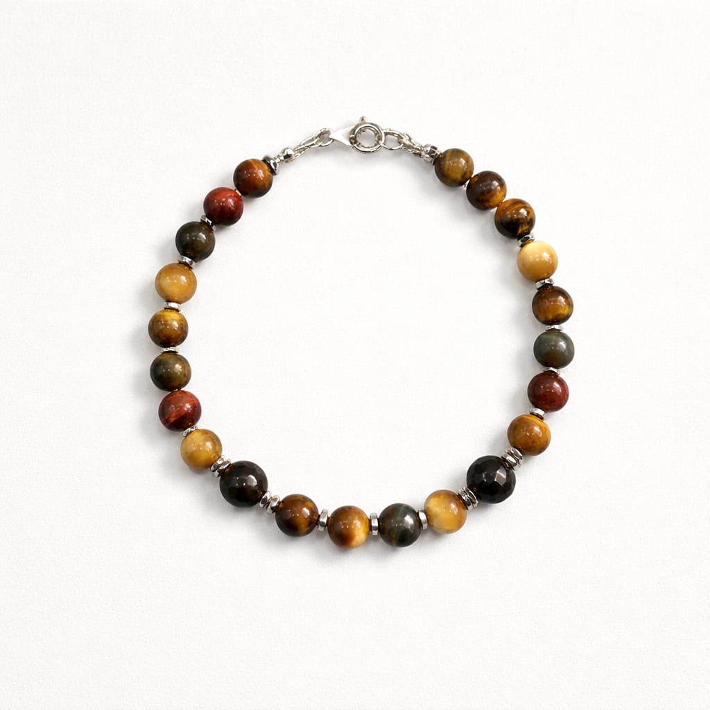 Bracciale Uomo Tre Occhi di Tigre Ematite - Creazione Lory