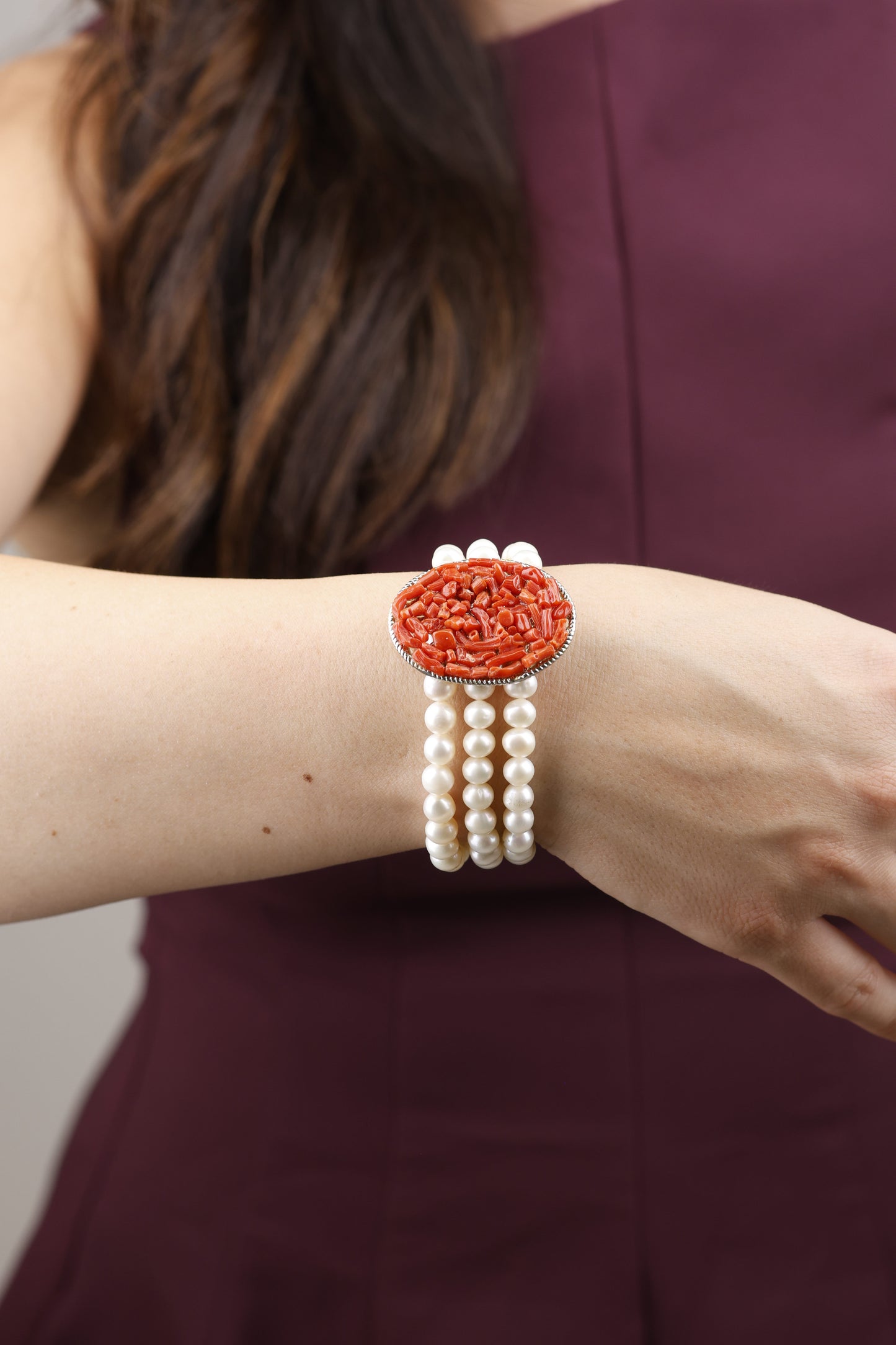 ✨ Bracciale “Cuore di Mare” – Corallo Mediterraneo e Perle Naturali. Pezzo unico.  Firmata Lory💎