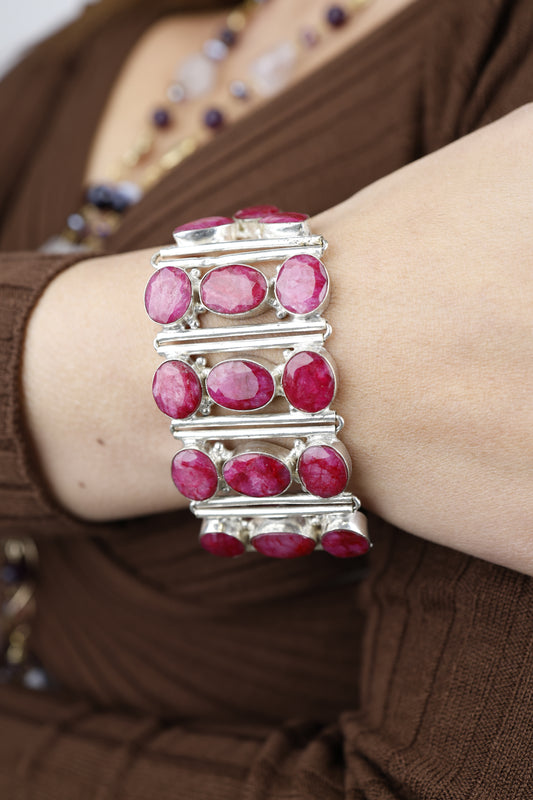 ✨ Bracciale Mosaico di Rubino - Radice di Rubino e Argento 925 | Pezzo Unico 💎