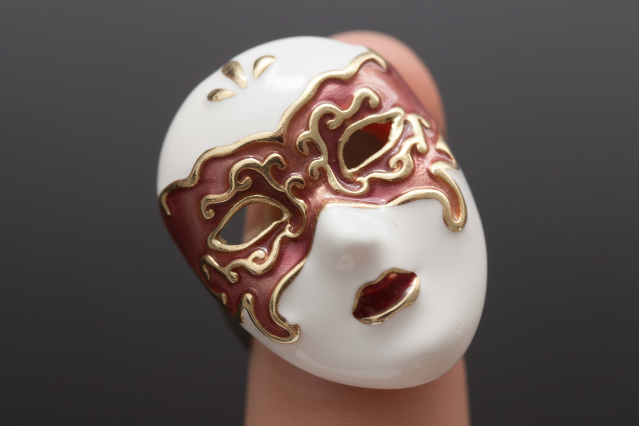 Anelli Maschera Veneziana in Acciaio Smaltato