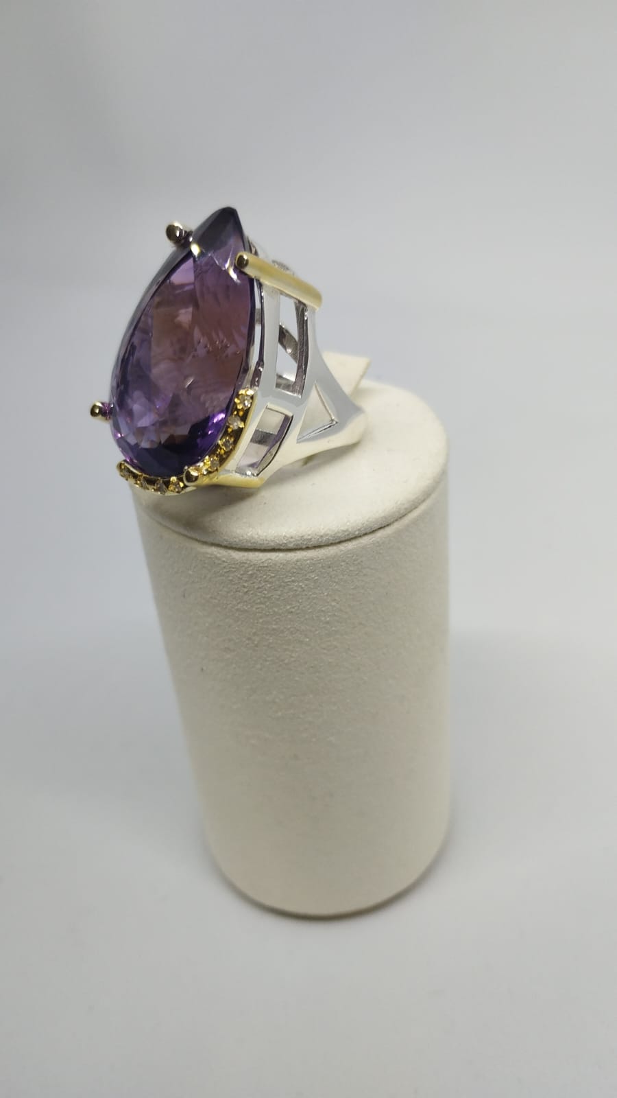 Goccia di Ametista - 45 ct Diamanti Argento 925 | Pezzo Unico