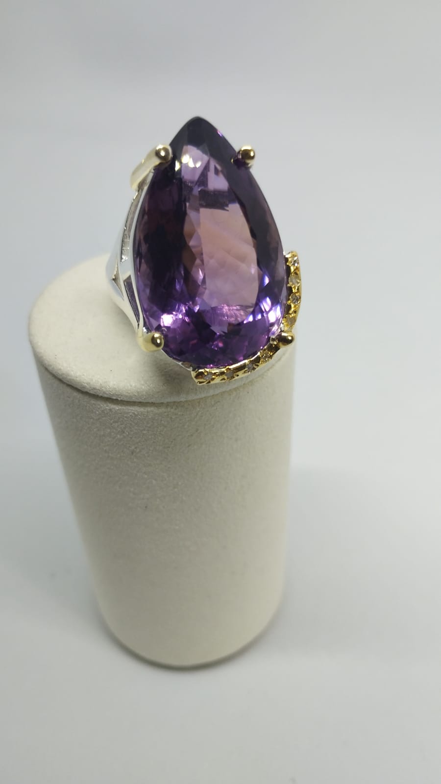 Goccia di Ametista - 45 ct Diamanti Argento 925 | Pezzo Unico