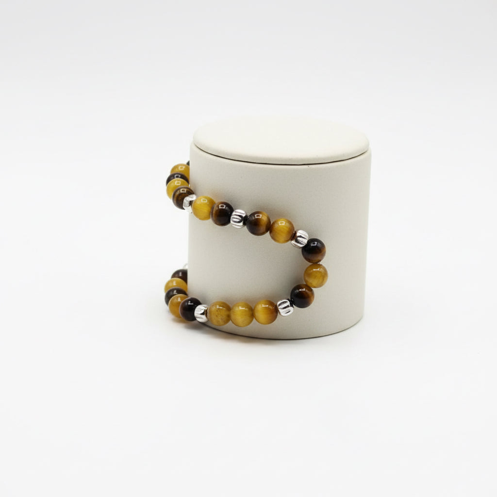 Bracciale Uomo Occhio di Tigre Falco Bue Miele - Creazione Lory