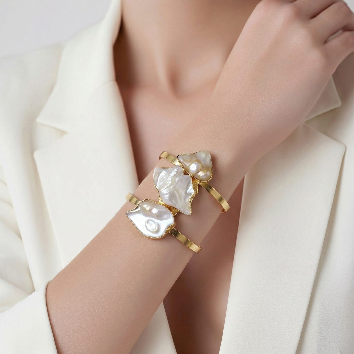 Bracciale Onde di Perla - 3 Perle Scaramazze Naturali | Pezzo Unico