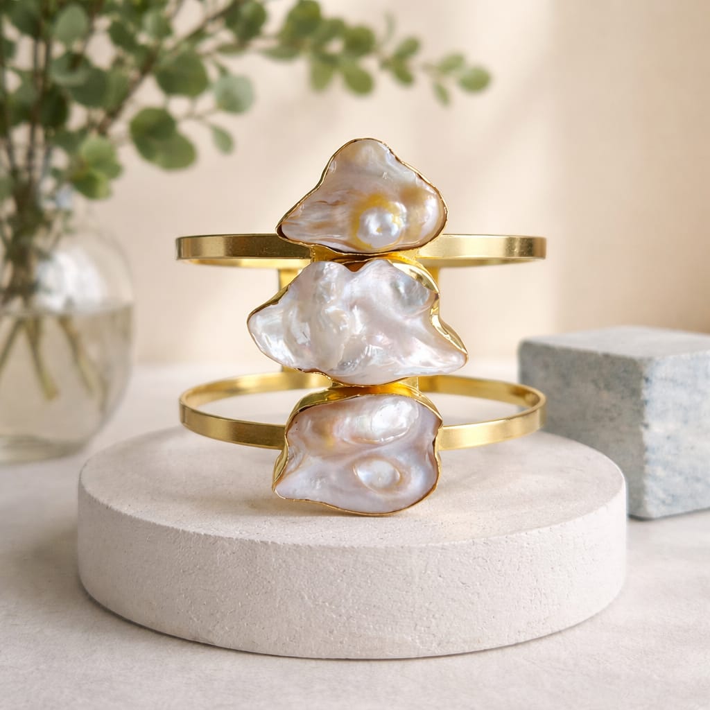 Bracciale Onde di Perla - 3 Perle Scaramazze Naturali | Pezzo Unico
