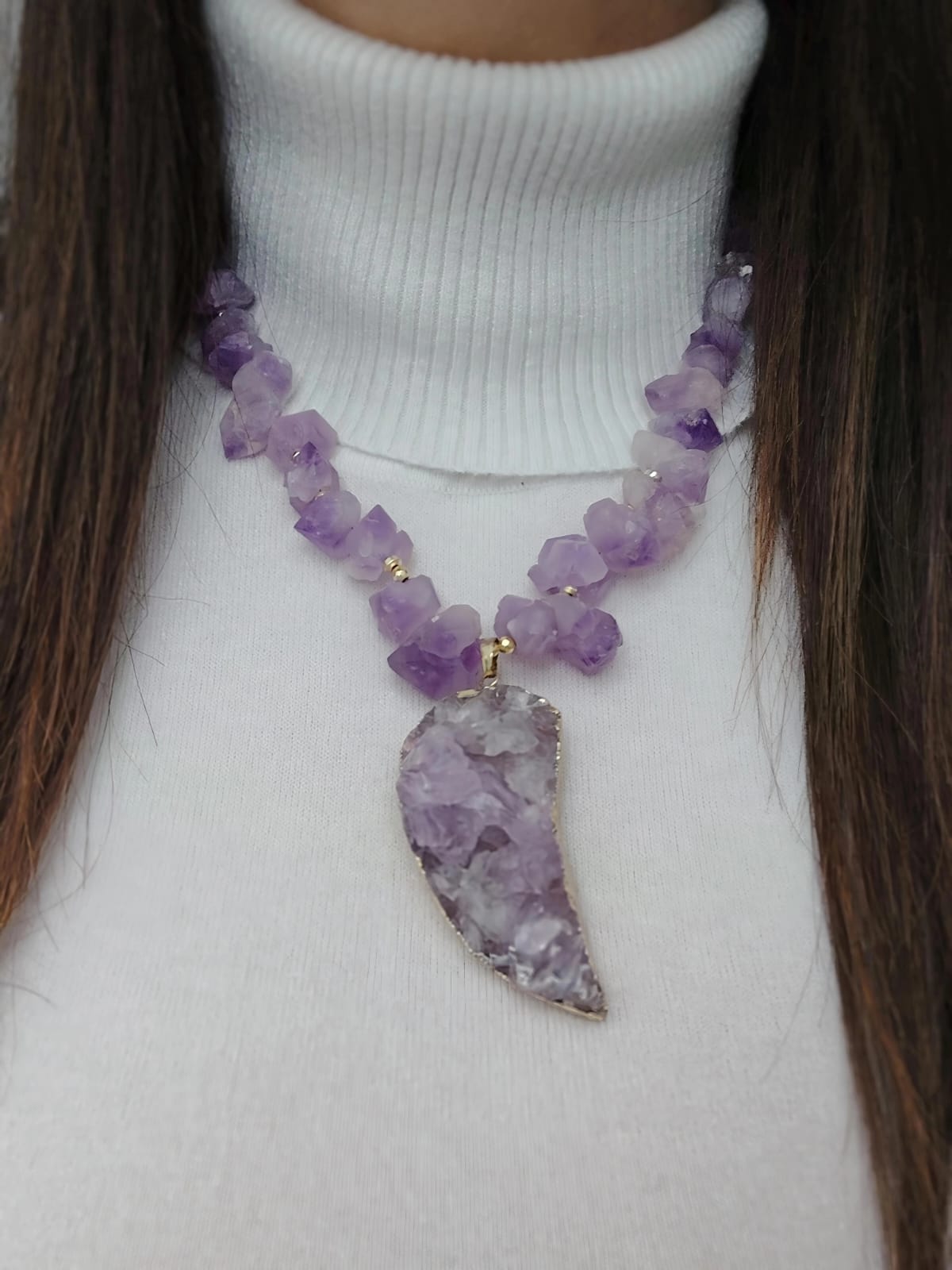 Collana Ametista Grezza Brasile Mezza Luna | Firmato Lory