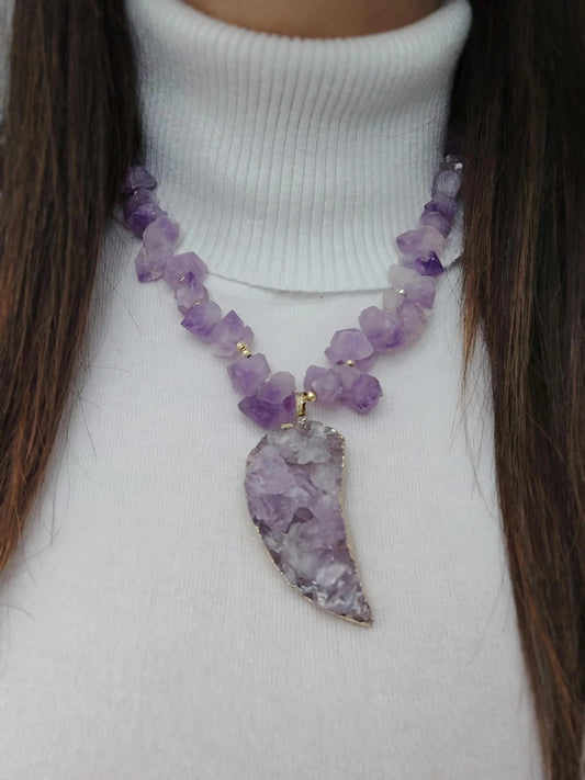 Collana Ametista Grezza Brasile Mezza Luna | Firmato Lory