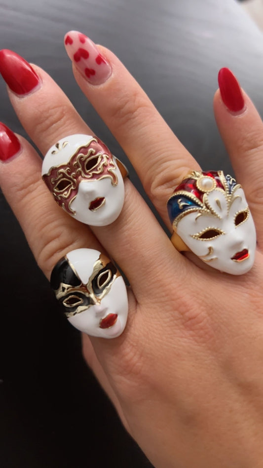 Anelli Maschera Veneziana in Acciaio Smaltato