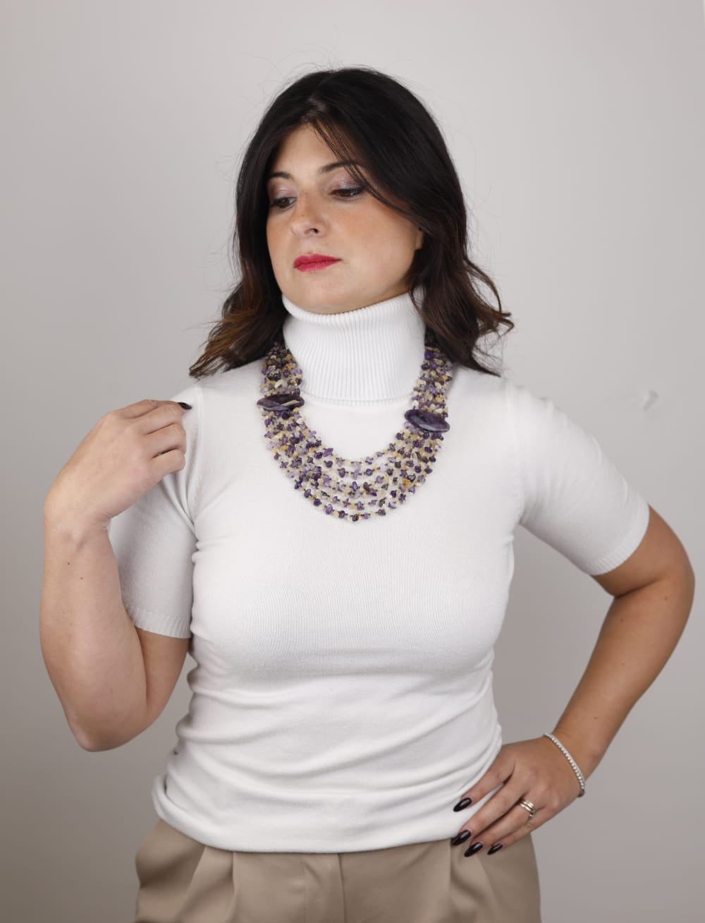 ✨ Collana “Onde di Luce” – Ametista e Quarzo Citrino. Pezzo unico. Firmata Lory💎