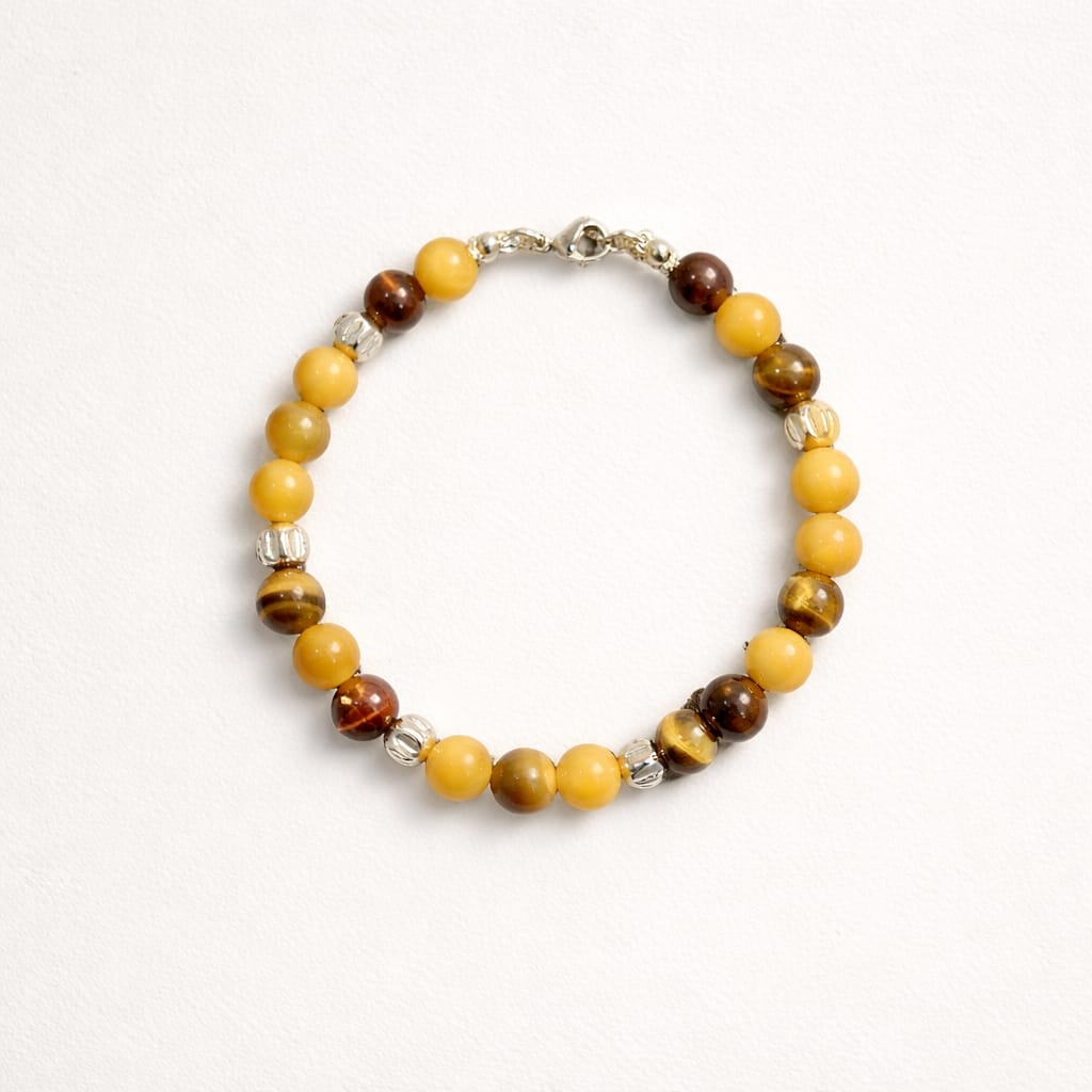 Bracciale Uomo Occhio di Tigre Falco Bue Miele - Creazione Lory