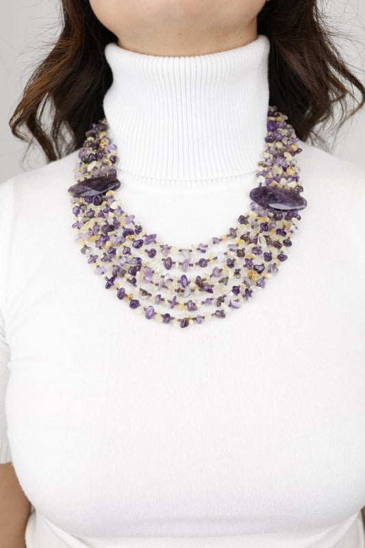 ✨ Collana “Onde di Luce” – Ametista e Quarzo Citrino. Pezzo unico. Firmata Lory💎