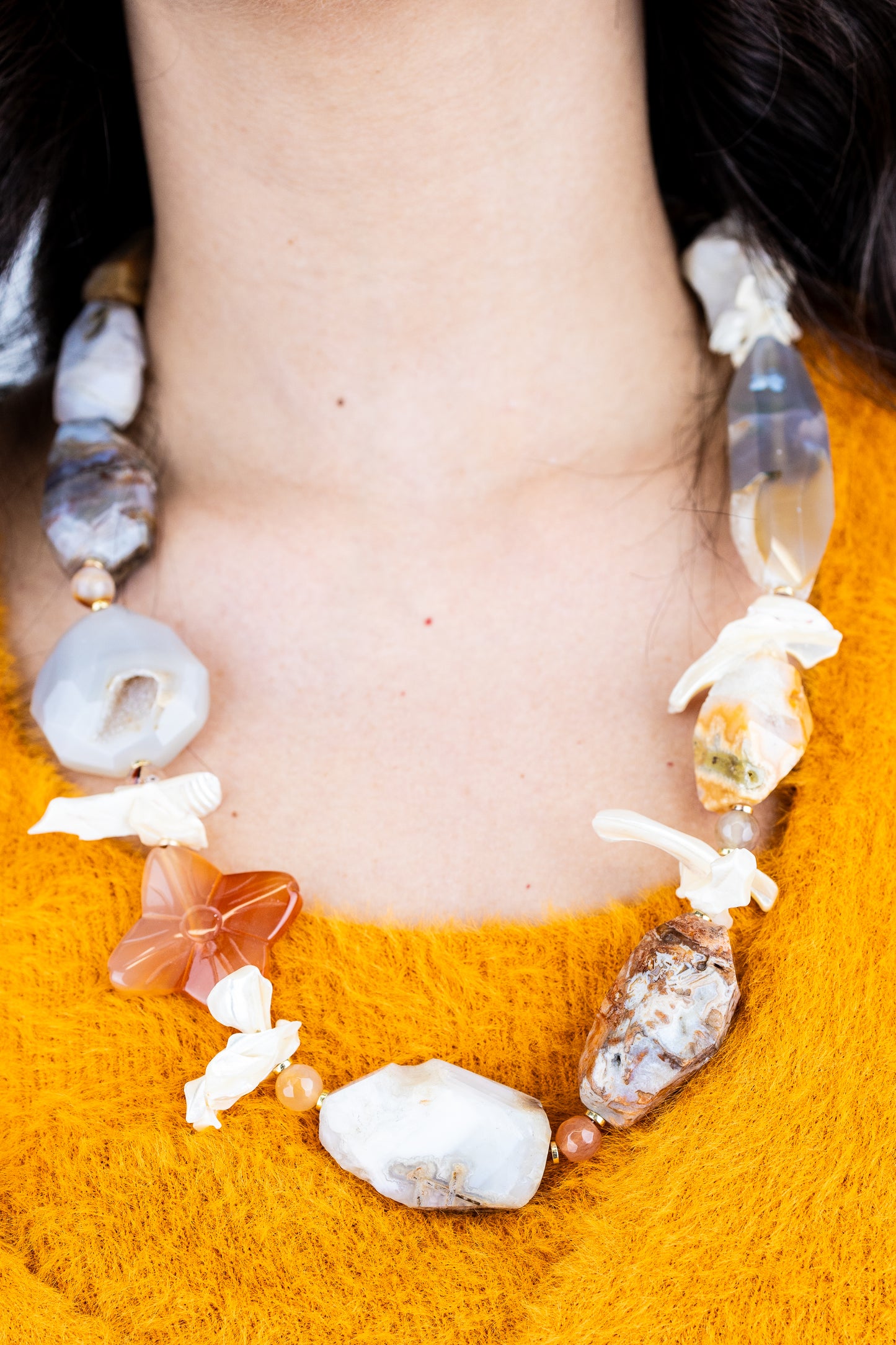 ✨ Collana Calore d'Autunno - Agata, Quarzo Fumé e Corniola | Pezzo Unico Firmato Lory 💎