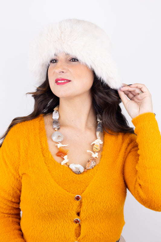 ✨ Collana “Calore d’Autunno” – Agata, Quarzo Fumé, Corniola e Madreperla. Pezzo unico. Firmata Lory💎