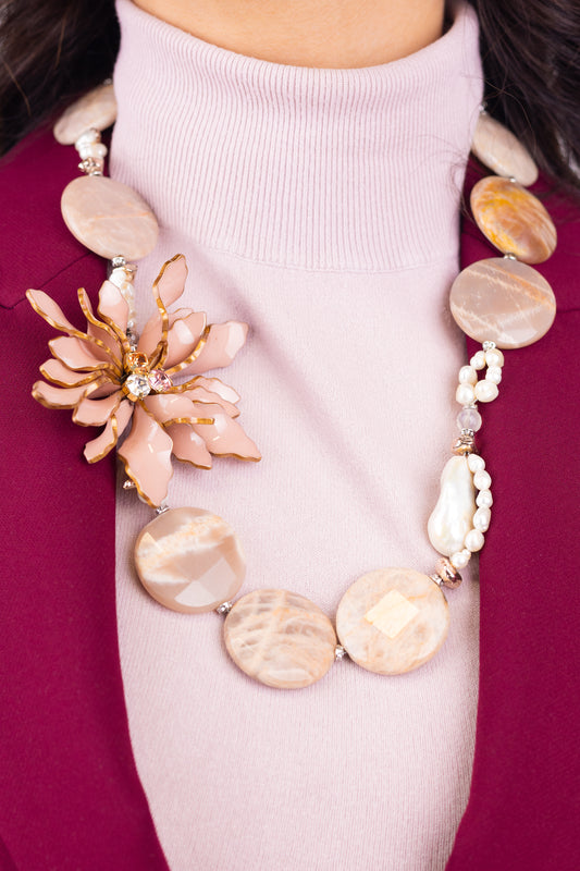 ✨Collana Lunaria - Pietra di Luna e Perle Naturali | Pezzo Unico Firmato Lory