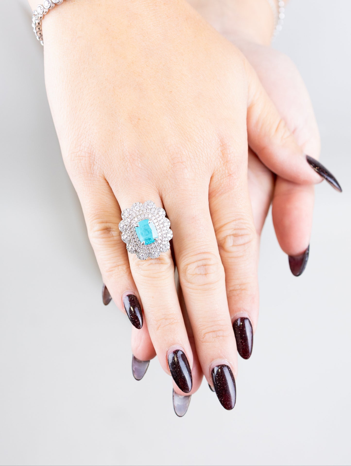 Anello Onda di Luce Tormalina Paraiba Argento 925